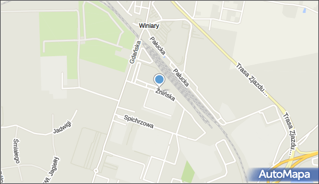 Gniezno, Żnińska, mapa Gniezna