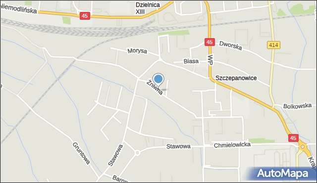 Opole, Żniwna, mapa Opola