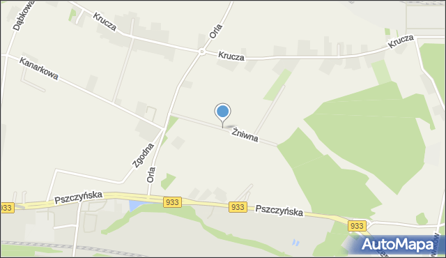 Pniówek gmina Pawłowice, Żniwna, mapa Pniówek gmina Pawłowice