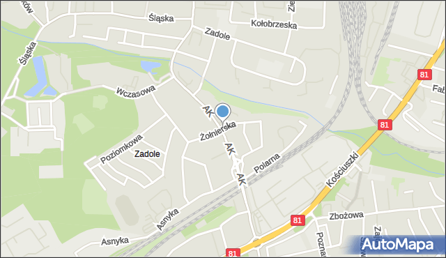 Katowice, Żołnierska, mapa Katowic