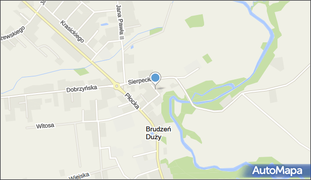 Brudzeń Duży, Źródlana, mapa Brudzeń Duży