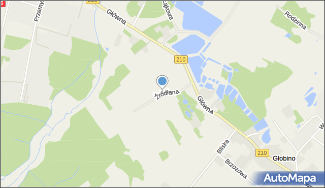 Głobino, Źródlana, mapa Głobino