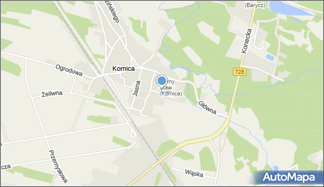 Kornica, Źródlana, mapa Kornica