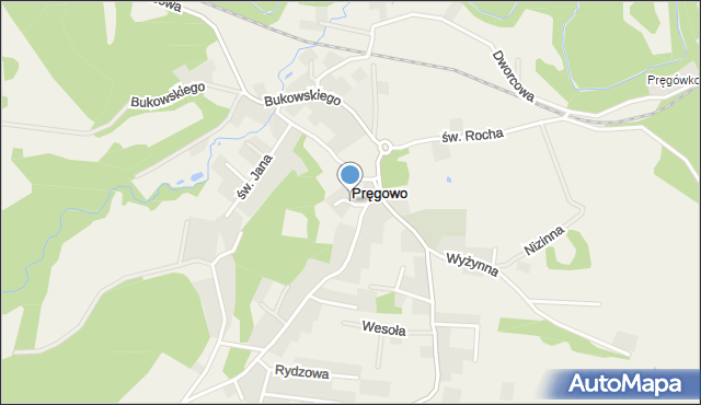 Pręgowo gmina Kolbudy, Źródlana, mapa Pręgowo gmina Kolbudy