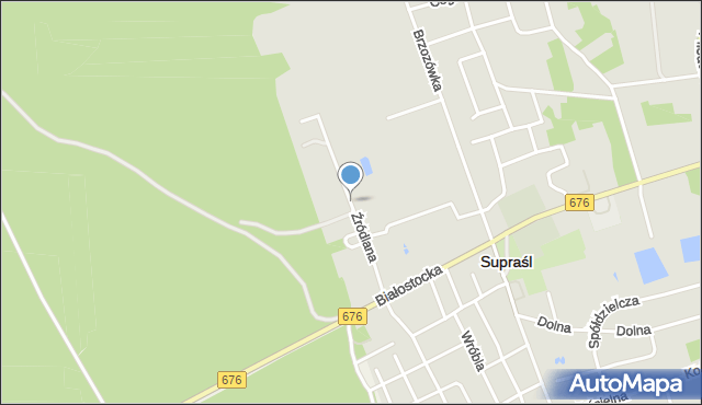 Supraśl, Źródlana, mapa Supraśl