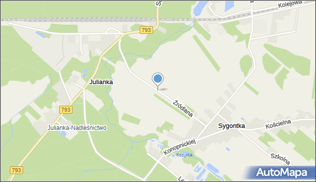 Sygontka, Źródlana, mapa Sygontka