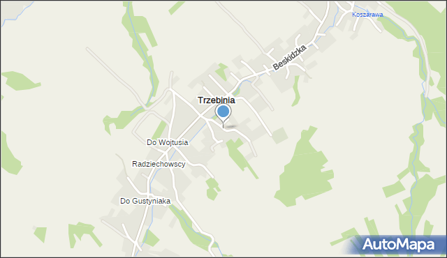 Trzebinia gmina Świnna, Źródlana, mapa Trzebinia gmina Świnna