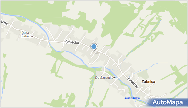 Żabnica gmina Węgierska Górka, Źródlana, mapa Żabnica gmina Węgierska Górka