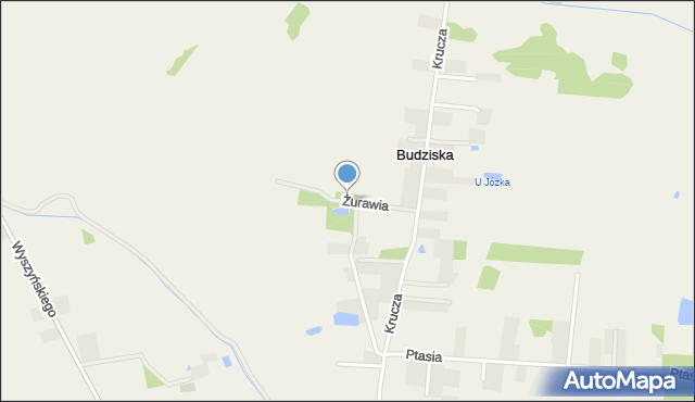 Budziska gmina Halinów, Żurawia, mapa Budziska gmina Halinów