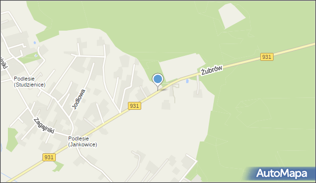 Jankowice gmina Pszczyna, Żubrów, mapa Jankowice gmina Pszczyna