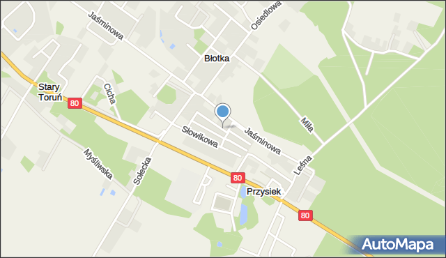 Przysiek gmina Zławieś Wielka, Żurawia, mapa Przysiek gmina Zławieś Wielka