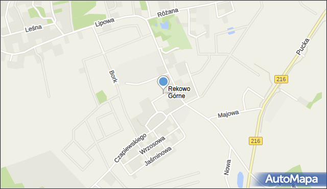 Rekowo Górne, Żużlowa, mapa Rekowo Górne