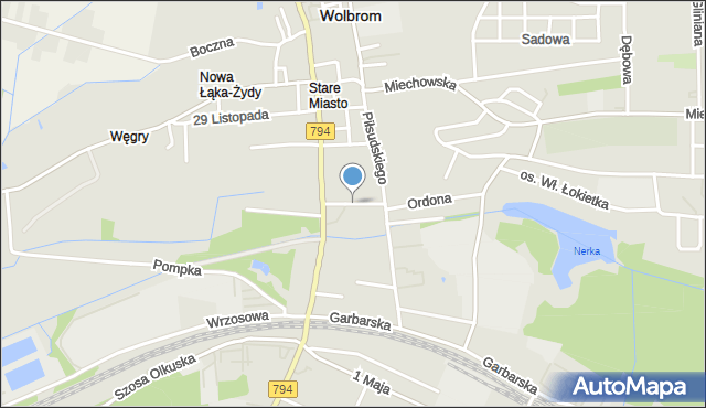 Wolbrom, Żurawia, mapa Wolbrom