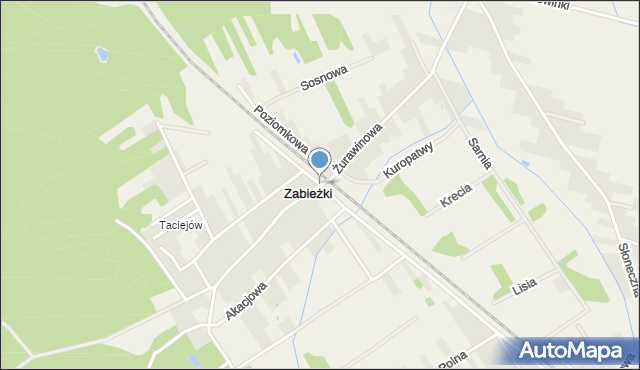 Zabieżki, Żurawinowa, mapa Zabieżki