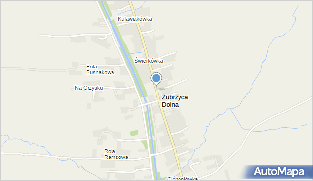 Zubrzyca Dolna, Zubrzyca Dolna, mapa Zubrzyca Dolna