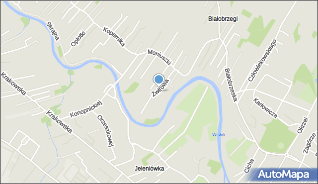 Krosno, Żwirowa, mapa Krosna