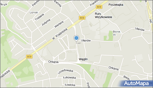 Lublin, Zwycięska, mapa Lublina