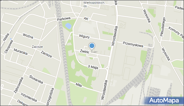 Ostrów Wielkopolski, Żwirki Franciszka, mapa Ostrów Wielkopolski