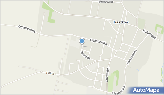 Raszków powiat ostrowski, Żwirowa, mapa Raszków powiat ostrowski