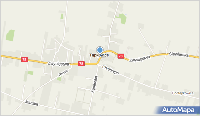 Tąpkowice, Zwycięstwa, mapa Tąpkowice