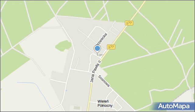 Wieleń powiat czarnkowsko-trzcianecki, Zwierzyniecka, mapa Wieleń powiat czarnkowsko-trzcianecki