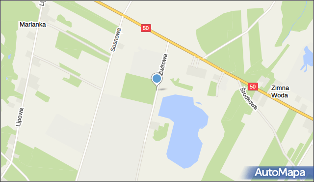 Zbiroża, Żwirowa, mapa Zbiroża