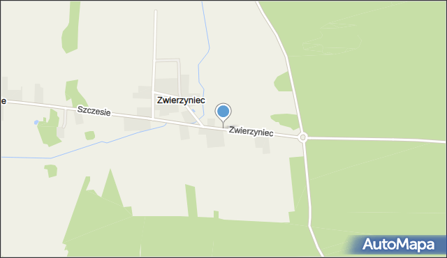 Zwierzyniec gmina Brąszewice, Zwierzyniec, mapa Zwierzyniec gmina Brąszewice