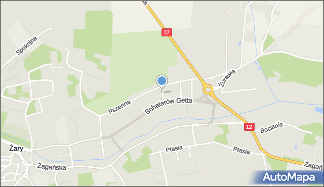 Żary, Żytnia, mapa Żary