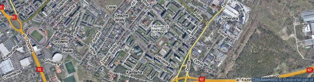 Zdjęcie satelitarne 14 Pułku Piechoty ul.