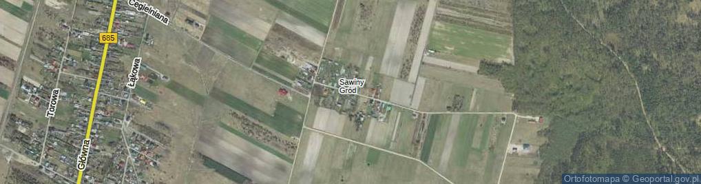 Zdjęcie satelitarne Sawiny Gród ul.