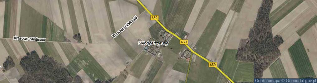 Zdjęcie satelitarne Skłody-Przyrusy ul.