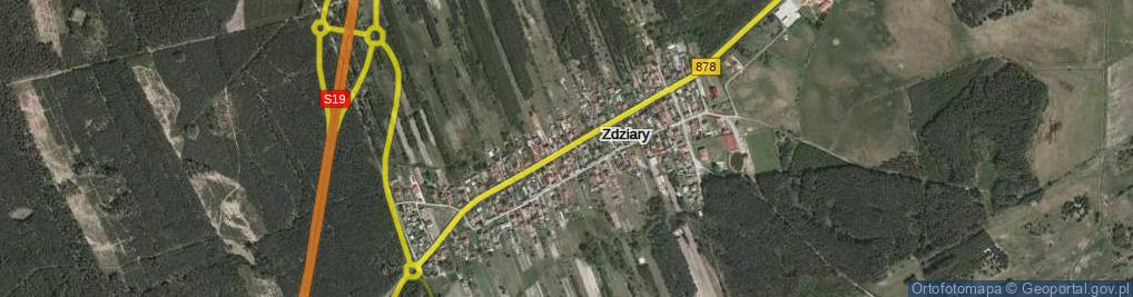 Zdjęcie satelitarne Zdziary ul.