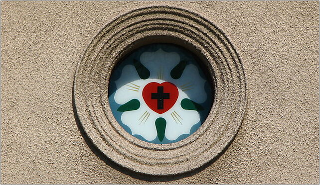 Evangelical-Augsburg church in Zamarski - Lutherrose above the entrance 43-419 - Zdjęcia