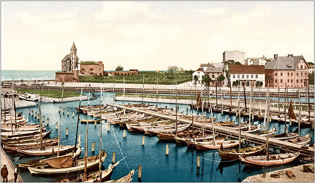 Harbor and pilot station, Colberg, Pomerania, 1890s, Morska 78-100 - Zdjęcia