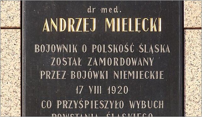Katowice - Andrzej Mielęcki - tablica pamiątkowa, Warszawska 7 40-009 - Zdjęcia