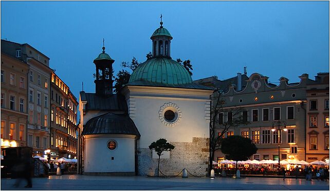 Kraków kościół św. Wojciecha nocą, Rynek Główny 3, Kraków 31-041 - Zdjęcia