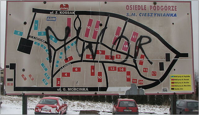 Osiedle Podgorze (Banotowka) - tablica z planem osiedla, Cieszyn 43-400 - Zdjęcia