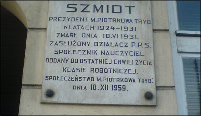 Piotrków Tryb-Kazimierz Szmidt plaque, Roosevelta Franklina 97-300 - Zdjęcia