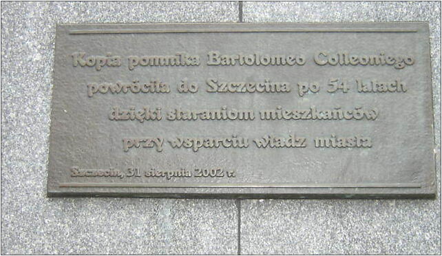 Pomnik Bartolomeo Colleoniego w Szczecinie tablica, Lotników, pl. 5 70-414 - Zdjęcia