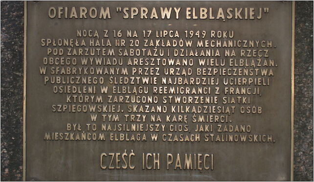 Skwer Ofiar Sprawy Elbląskiej Tablica pamiątkowa, Stoczniowa 82-300 - Zdjęcia