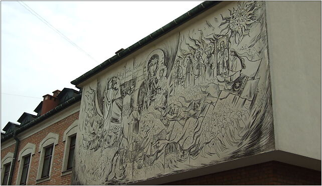 Tarnów, centrum města, malba na budově náboženské školy 33-100 - Zdjęcia